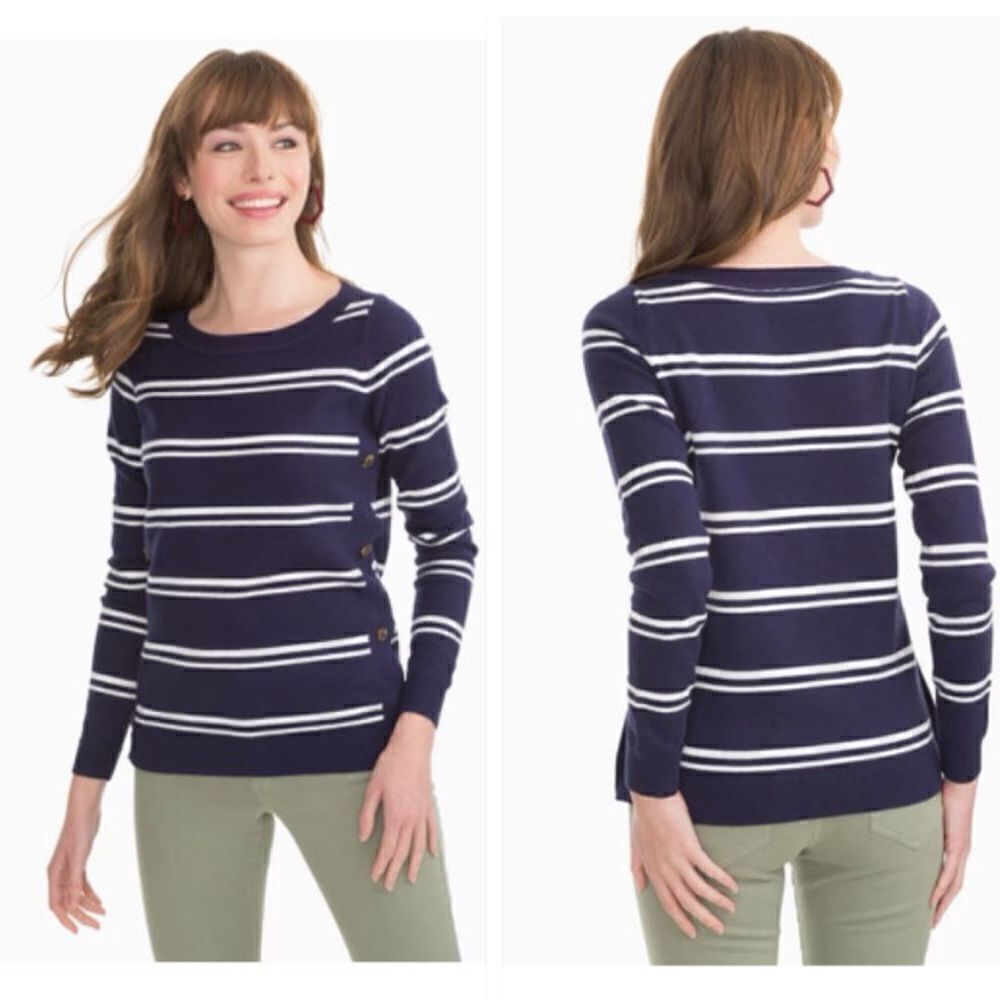 Southern tide sweater Womens Sz Medium Jessa striped cotton cashmere side button